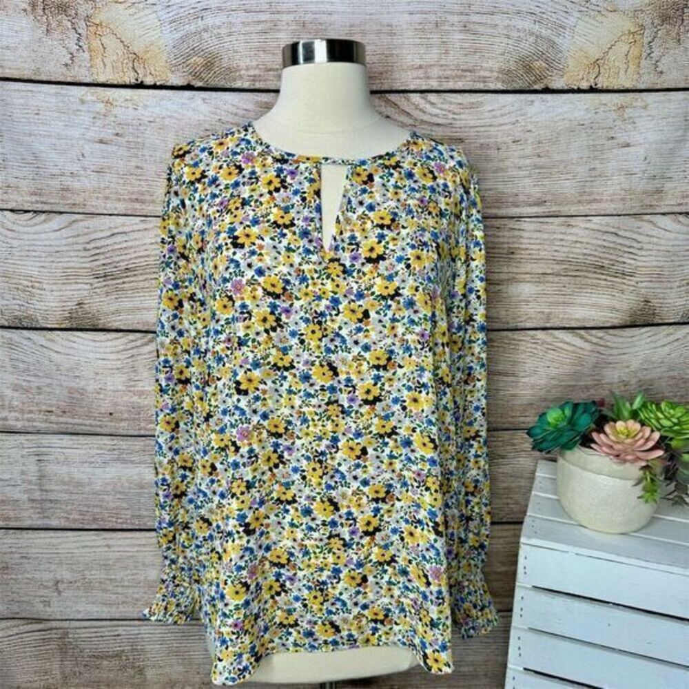 5/$25 Pleione Women's XL Floral Long Sleeve Blouse‎ Multicolor Casual Spring